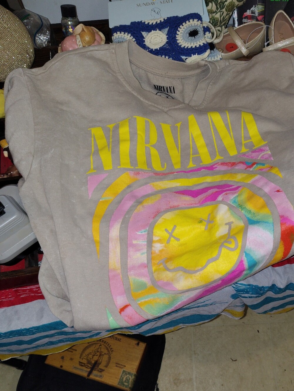 Nirvana Smiley Face Graphic Sweatshirt | XL | 2022 | Rock Band Crewneck